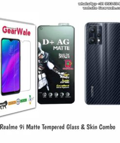 Realme 9i Matte Tempered Glass and skin combo